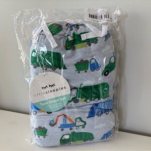 Little Sleepies CLEAN UP CREW GARBAGE TRUCKS Twin Sheet Set
